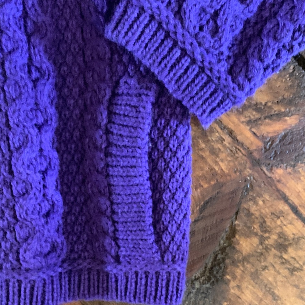 Aran Crafts Purple Cable-Knit Zip Sweater like new worn once - Picture 4 of 5